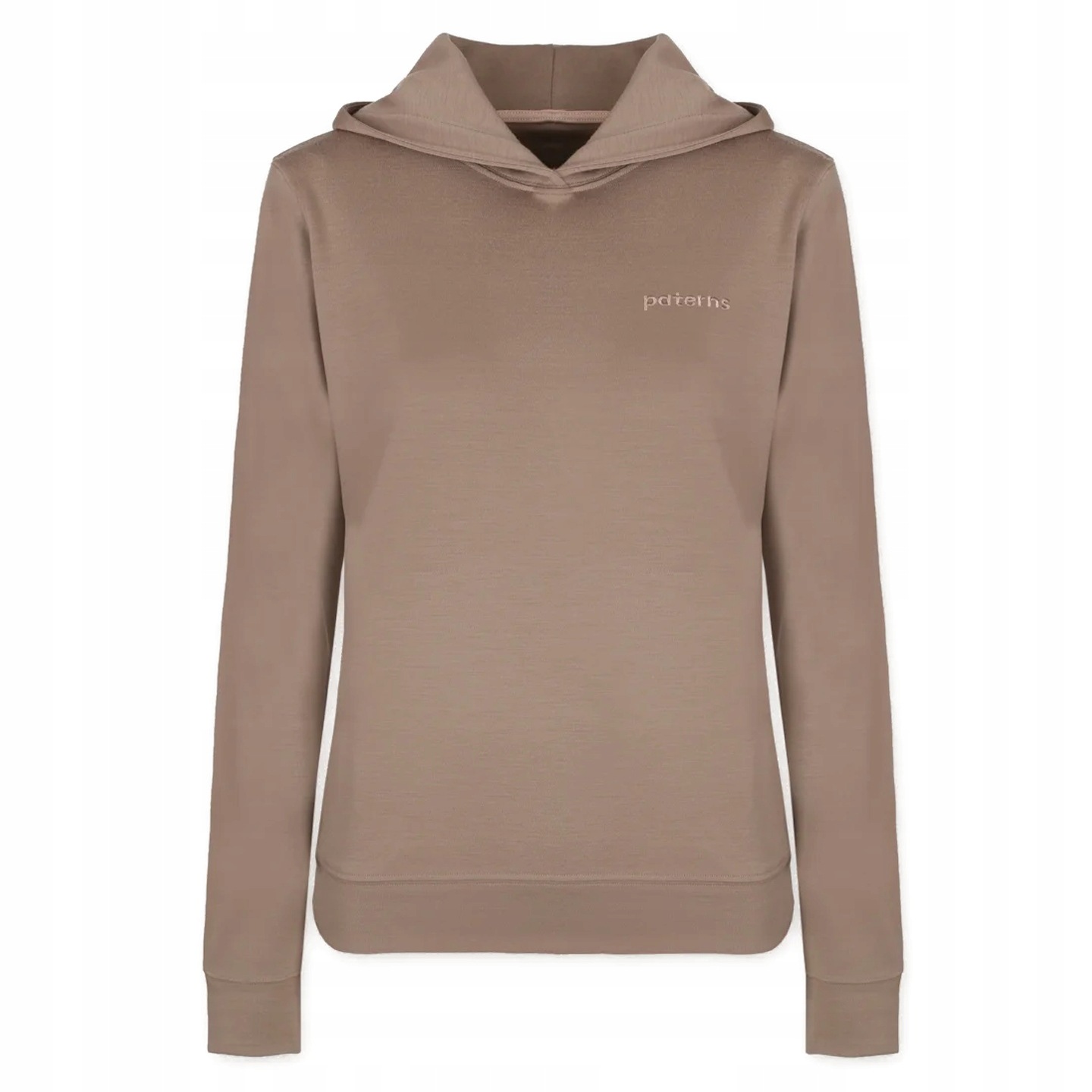 Damska bluza hoodie z kapturem i ściągaczem z wełny merino 100% mocha XL