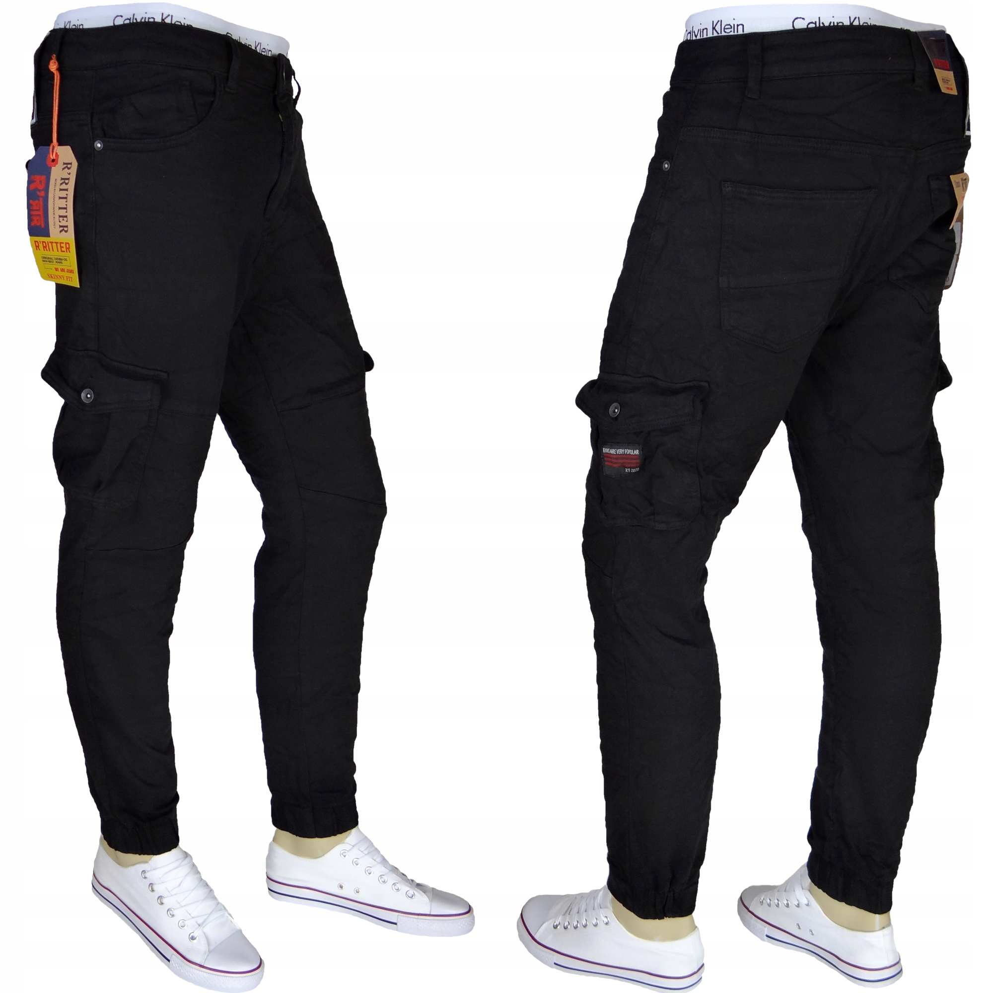 

Spodnie Joggery Modne Wygodne Stretch Czarne r 30