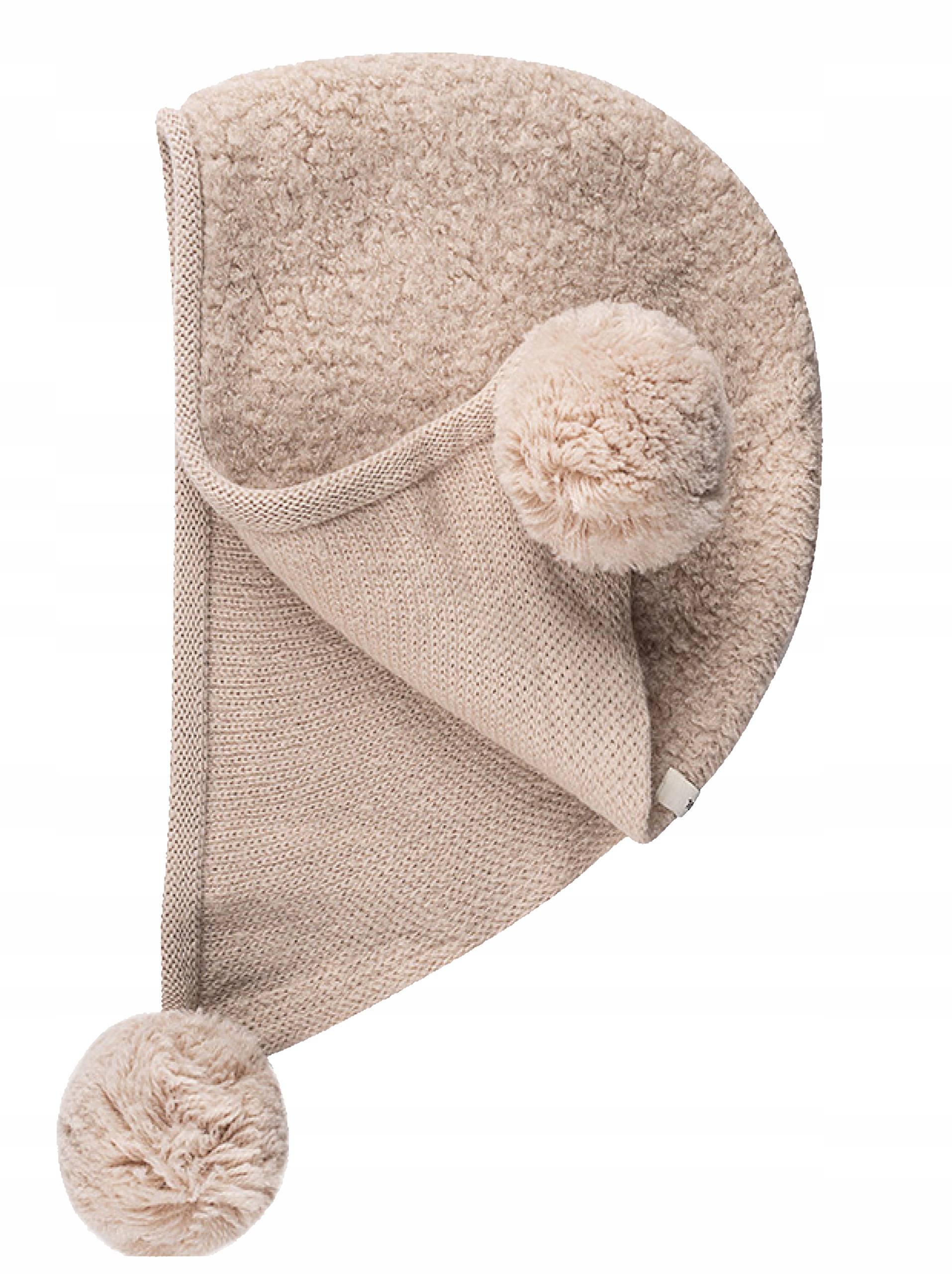 Zimní Čepice Stylová šála Módní teplá s bambulkami 100% vlna Béžová