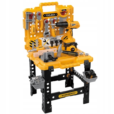 DUŻY ZESTAW NARZĘDZIOWY W WALIZCE STÓŁ WARSZTATOWY WIERTARKA ELEKTRYCZNA Materiał plastik