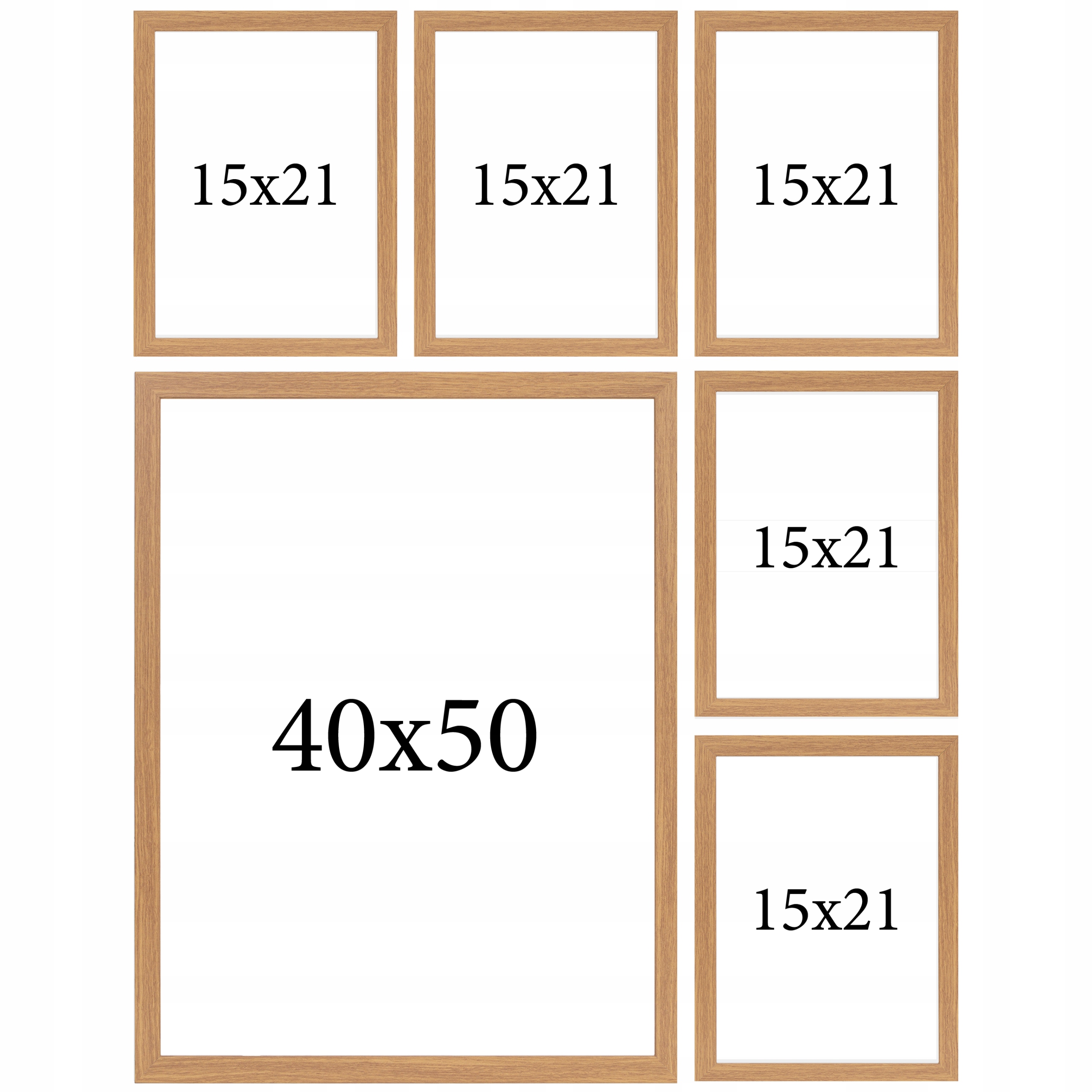Sada rámečků na fotografie plakáty 6 Ks multirama rámky světle Hnědé 40x50 15x21