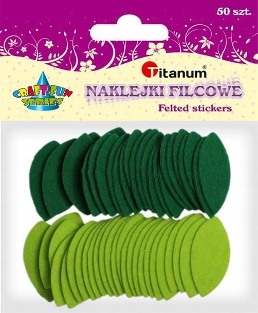 

Zielone liście, naklejki filcowe 50szt, Craft-fun