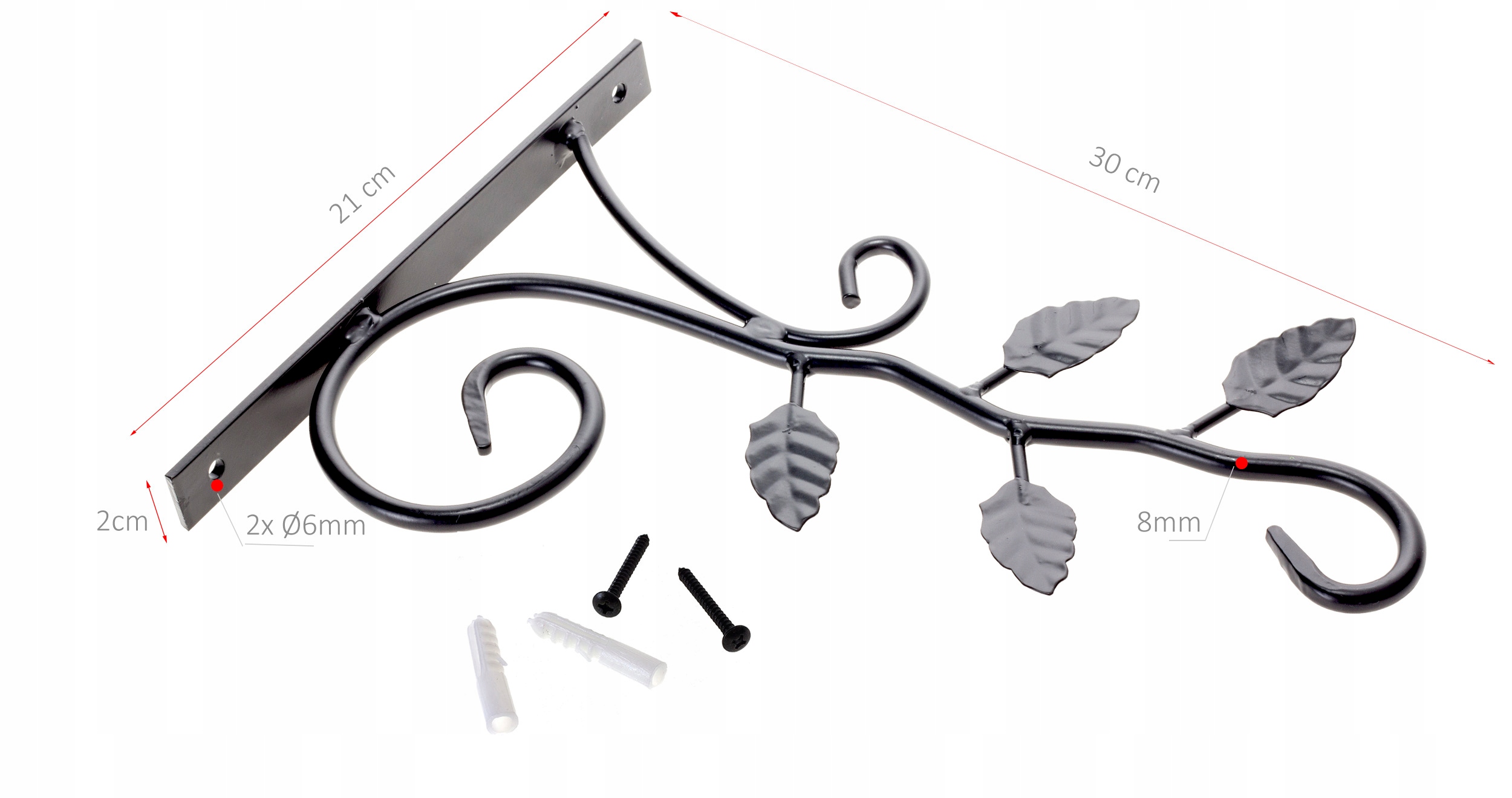 CZARNY DEKORACYJNY UCHWYT KWIETNIKA KUTY WIESZAK NA DONICZKĘ LISTKI STALOWY Stan opakowania oryginalne