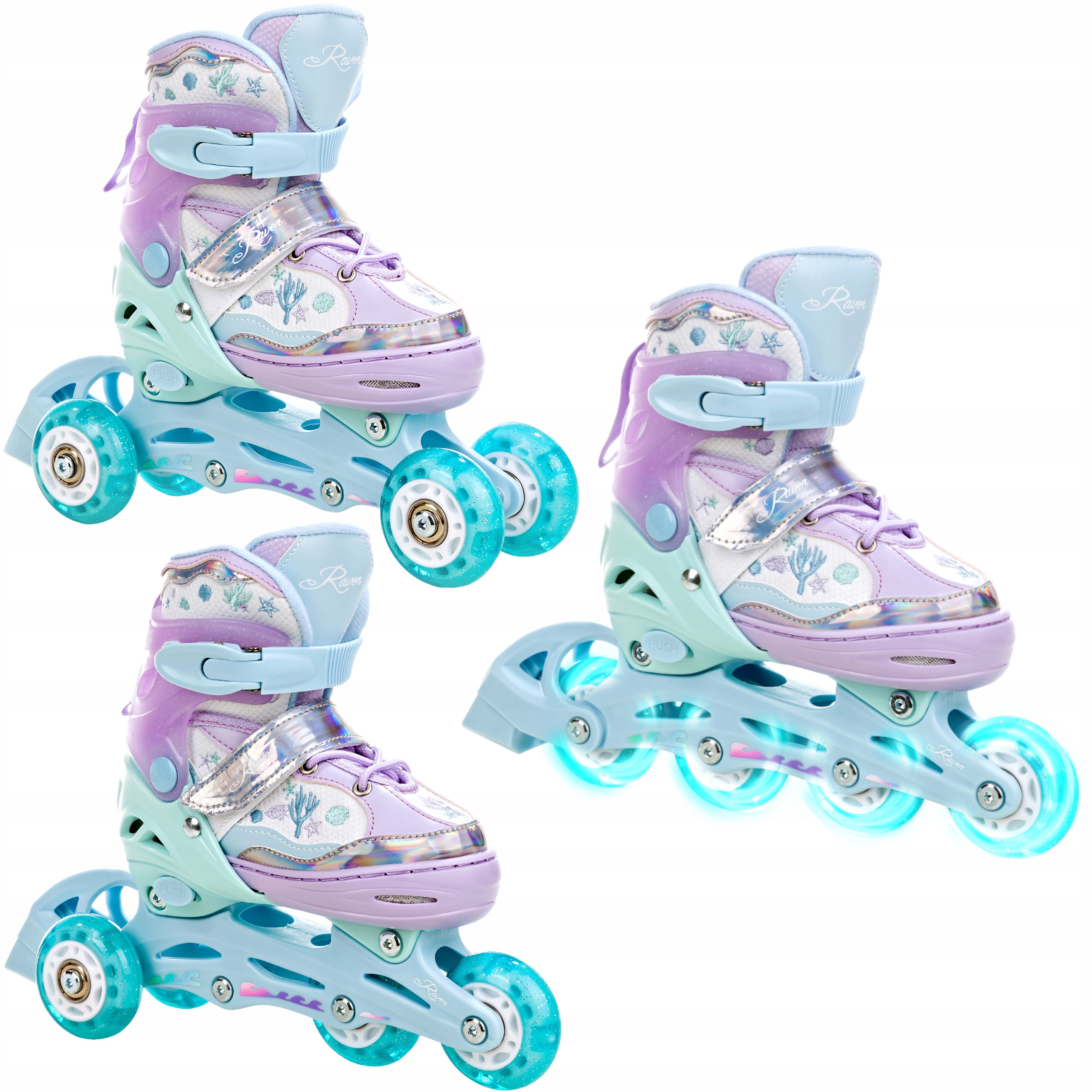 Rolki wrotki 3w1 regulowane RAVEN Isla kółka LED