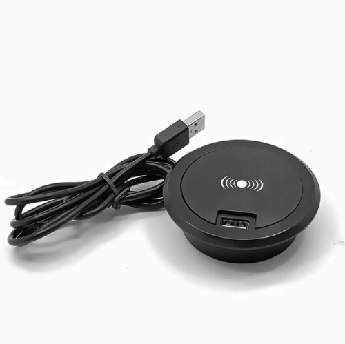 Ładowarka indukcyjna 10W chowana wpuszczana w blat 2w1 Usb-a T02