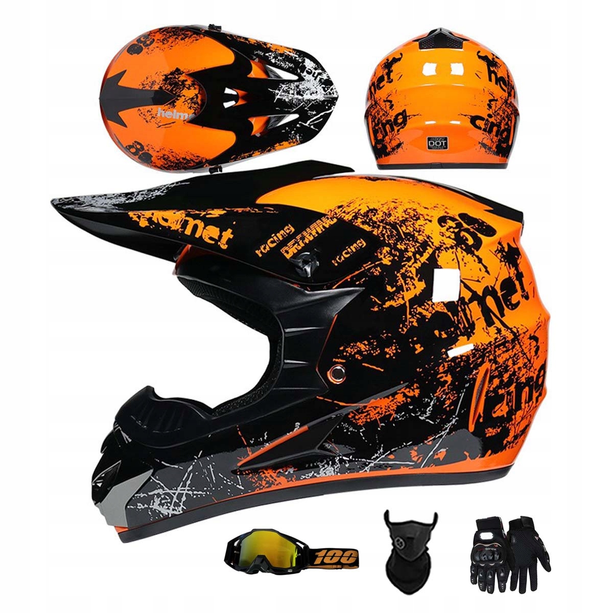 Motocyklová Přilba Lehká Enduro Quada Brýle Rukavice Maska S