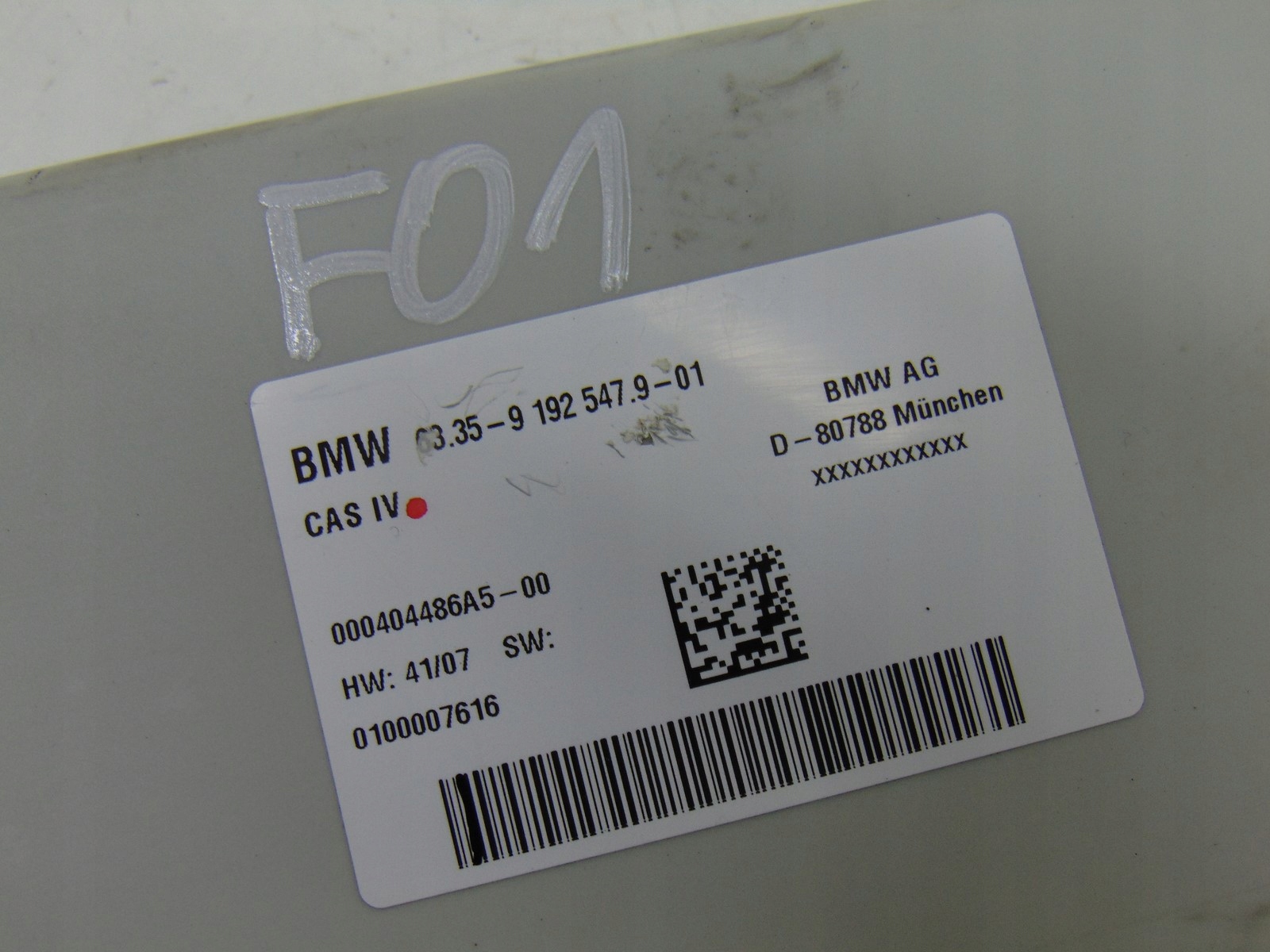 control unit module CAS IV BMW 7 F01 F02 3.0D 9192547 63.35-9192547.9