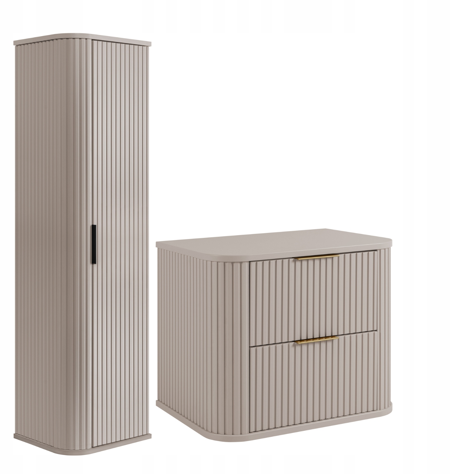 Závěsná koupelnová skříňka Sada 60,4 sloupků Kašmír Rýhovaná čela Mdf