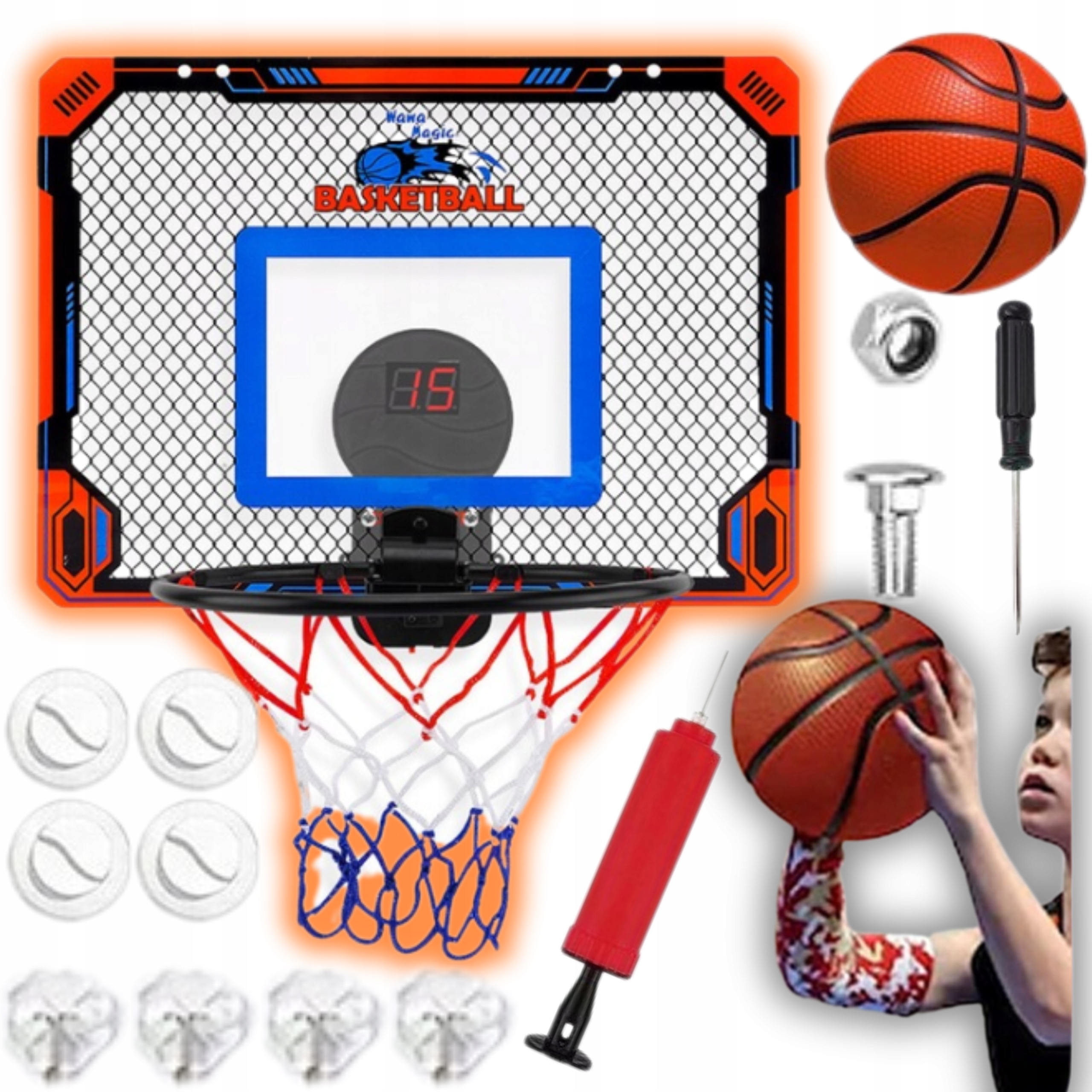 Tablica Do Koszykówki Na Ścianę/drzwi Elektorniczna Liczy Punkty Zestaw