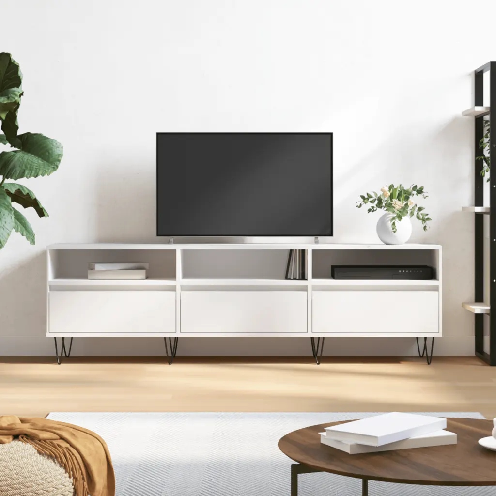 vidaXL Szafka pod Tv, biała, 150x30x44,5 cm, materiał drewnopochodny