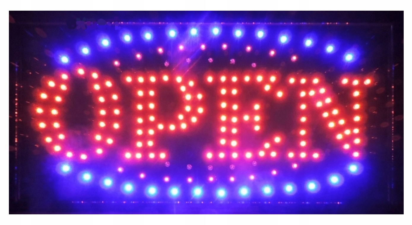 SZYLD NEON TABLICA ŚWIETLNA LED REKLAMA OPEN