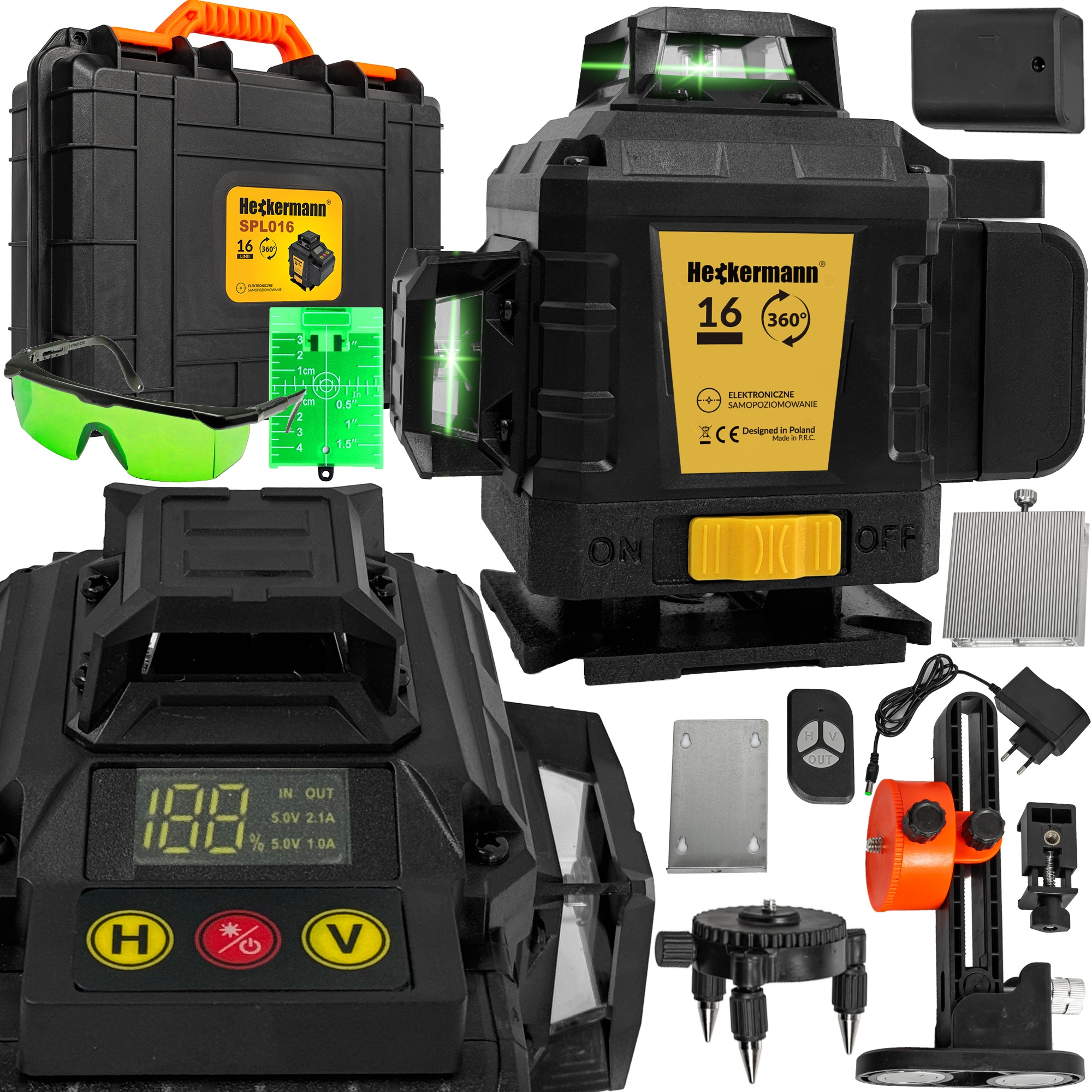 Laserová vodováha Heckermann 16 linií SPL016 brýle štít