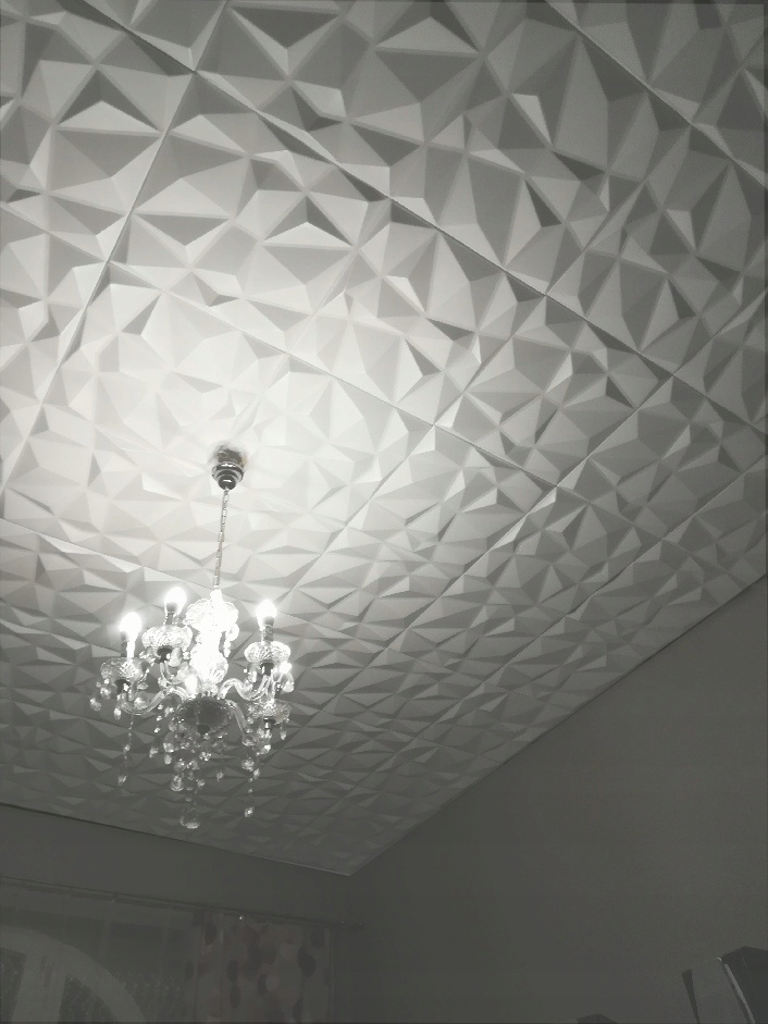 SAMOPRZYLEPNE PANELE BIAŁE KASETONY SUFITOWE DIAMENT EFEKT 3D PANEL ŚCIENNY Grubość 3 mm