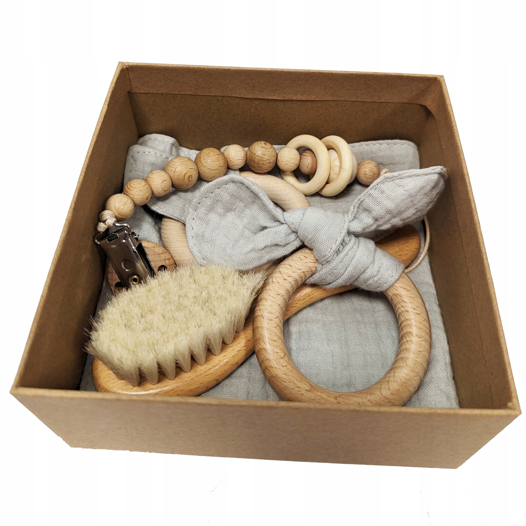 Wyprawka dla Noworodka Prezent na Narodziny Dziecka Szary