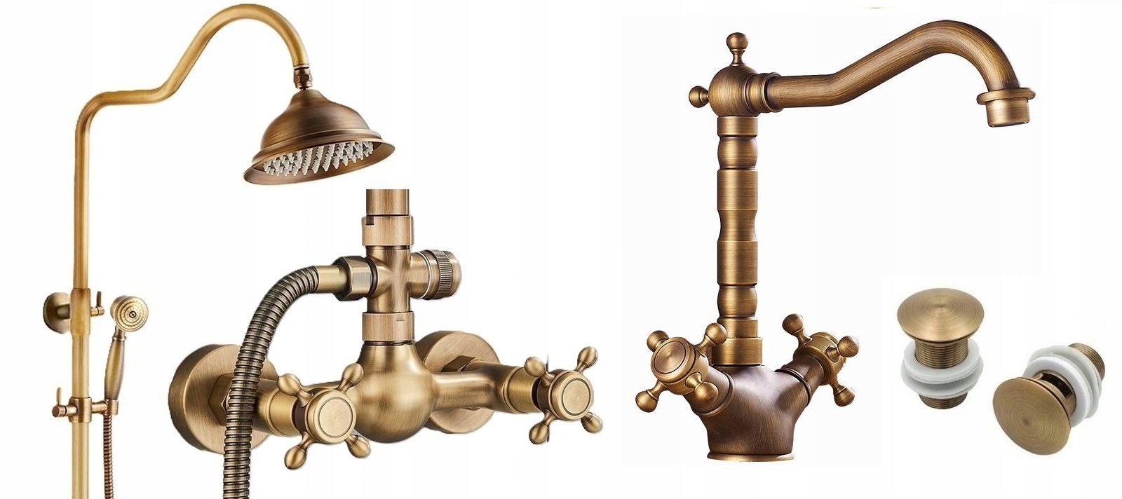 Kúpeľňová sprchová batéria Old Retro Mosadz Sada