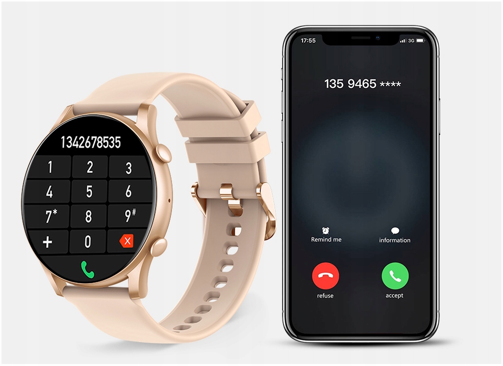SMARTWATCH ZEGAREK DAMSKI POLSKIE MENU ROZMOWY ZDROWIE SPORT AMOLED 4 PASKI Złącza brak
