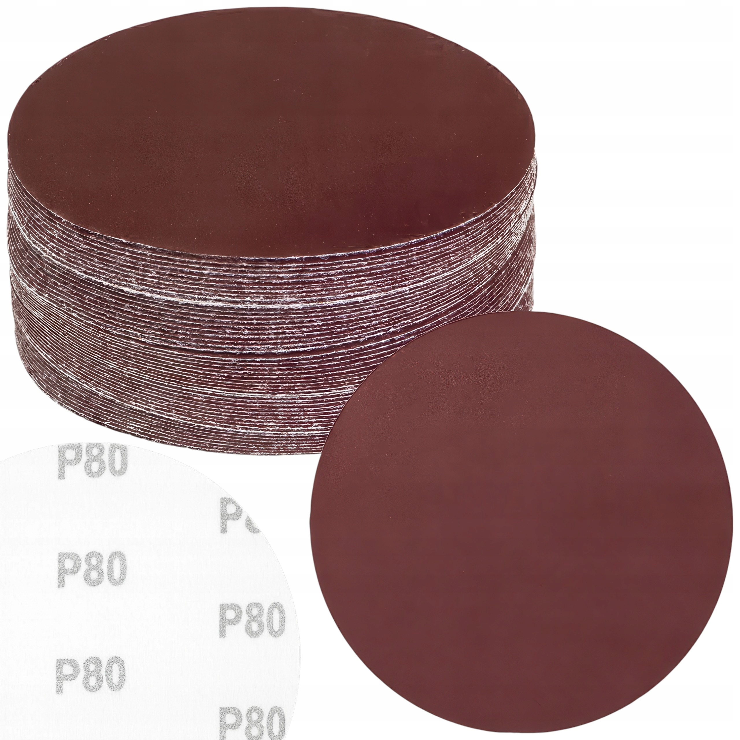 Papier Ścierny Na Rzep Krążek 125MM Do Szlifierki Samoprzylepne P80 50SZT