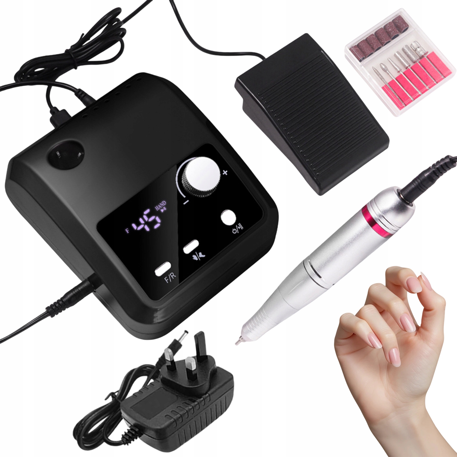 Bruska Na Nehty 45000 Ot/min Elektrická S Nožním Pedálem Černá