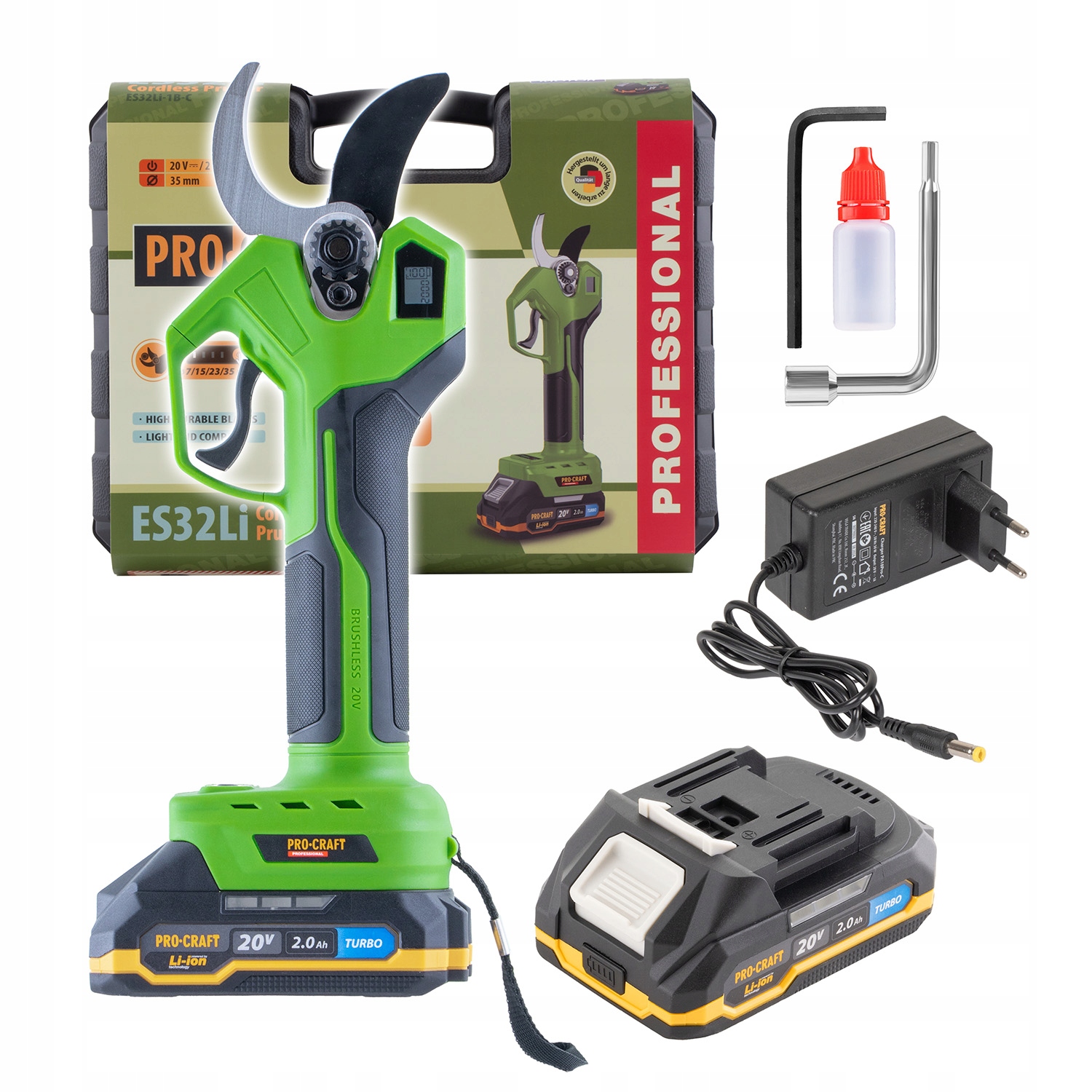 Aku nožnice na konáre Procraft ES32Li+ batéria a nabíjačka