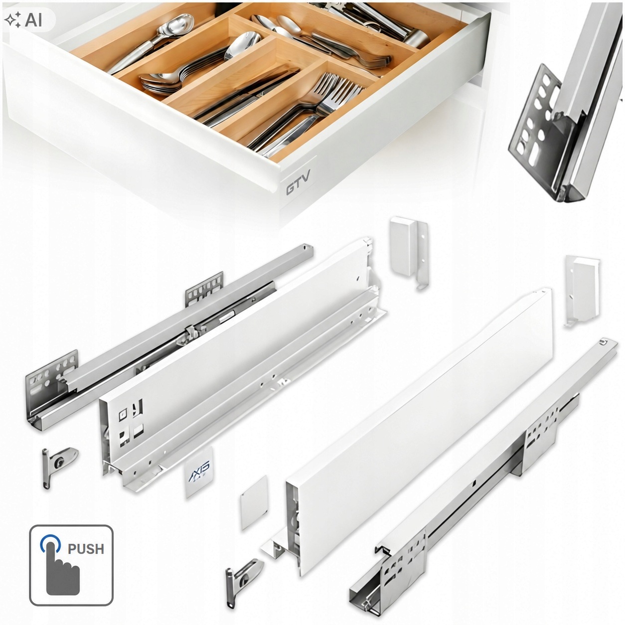 Šuplík Gtv Axis Pro Push To Open 450A1 Nízká L450 H86 Bílá