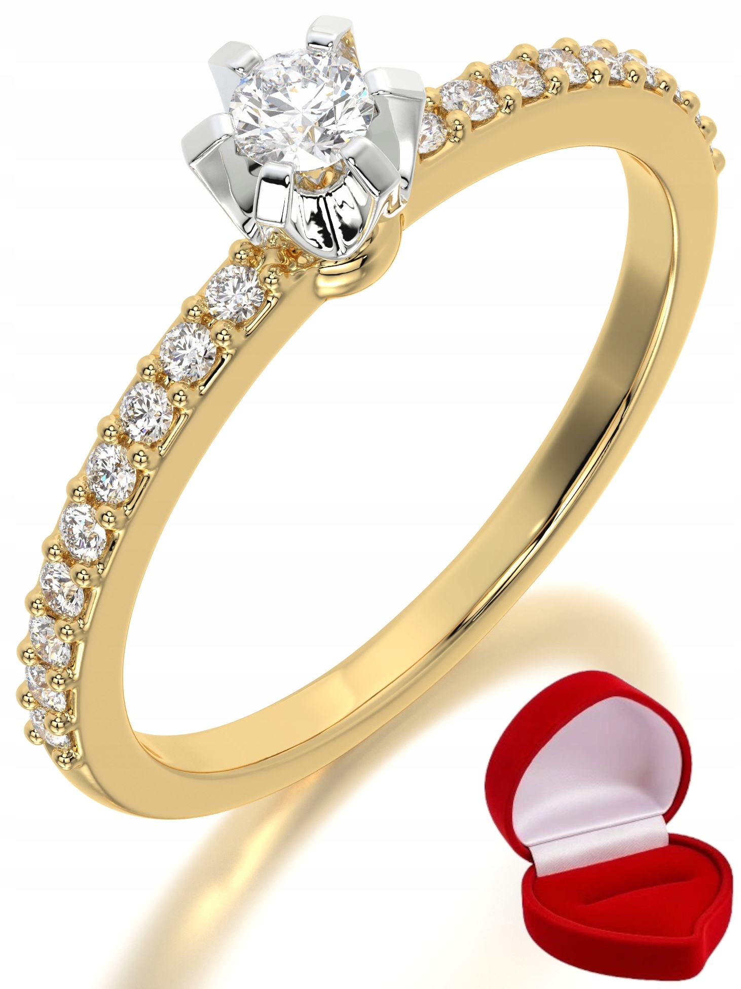 Zlatý Prstýnek 585 14k Diamant Brylant 0,09 ct R23