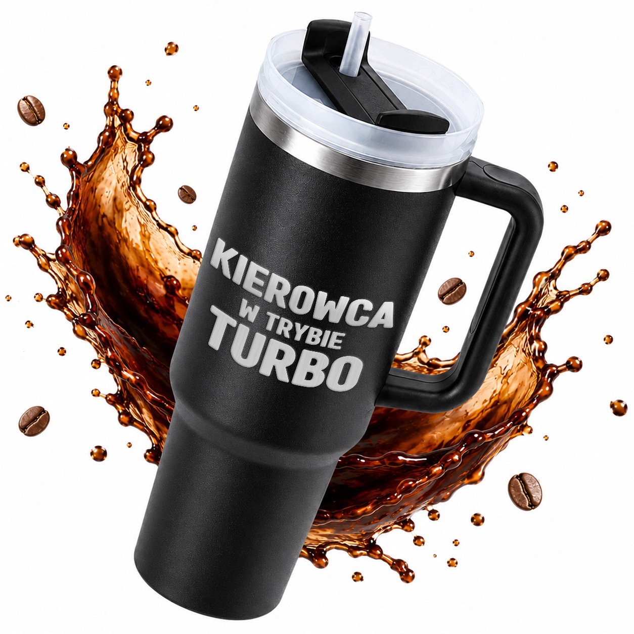 Termohrnek Termoska Gravírování Řidič V Turbo Režimu Pro Řidiče Černá
