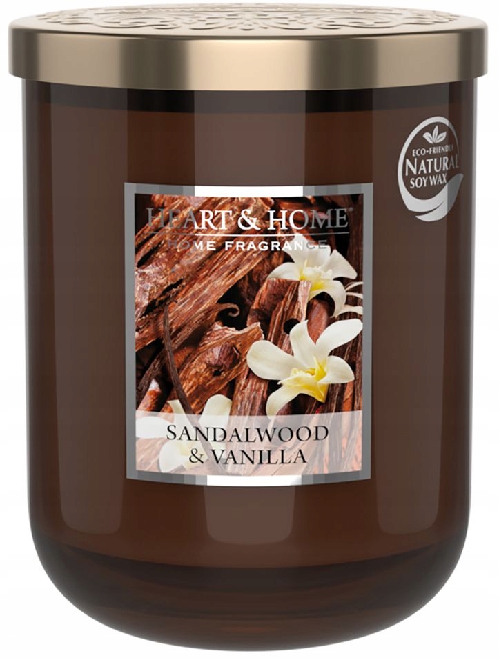 Velká Svíčka Heart & Home Sandalwood & Vanilla Sójová Vonná Svíčka