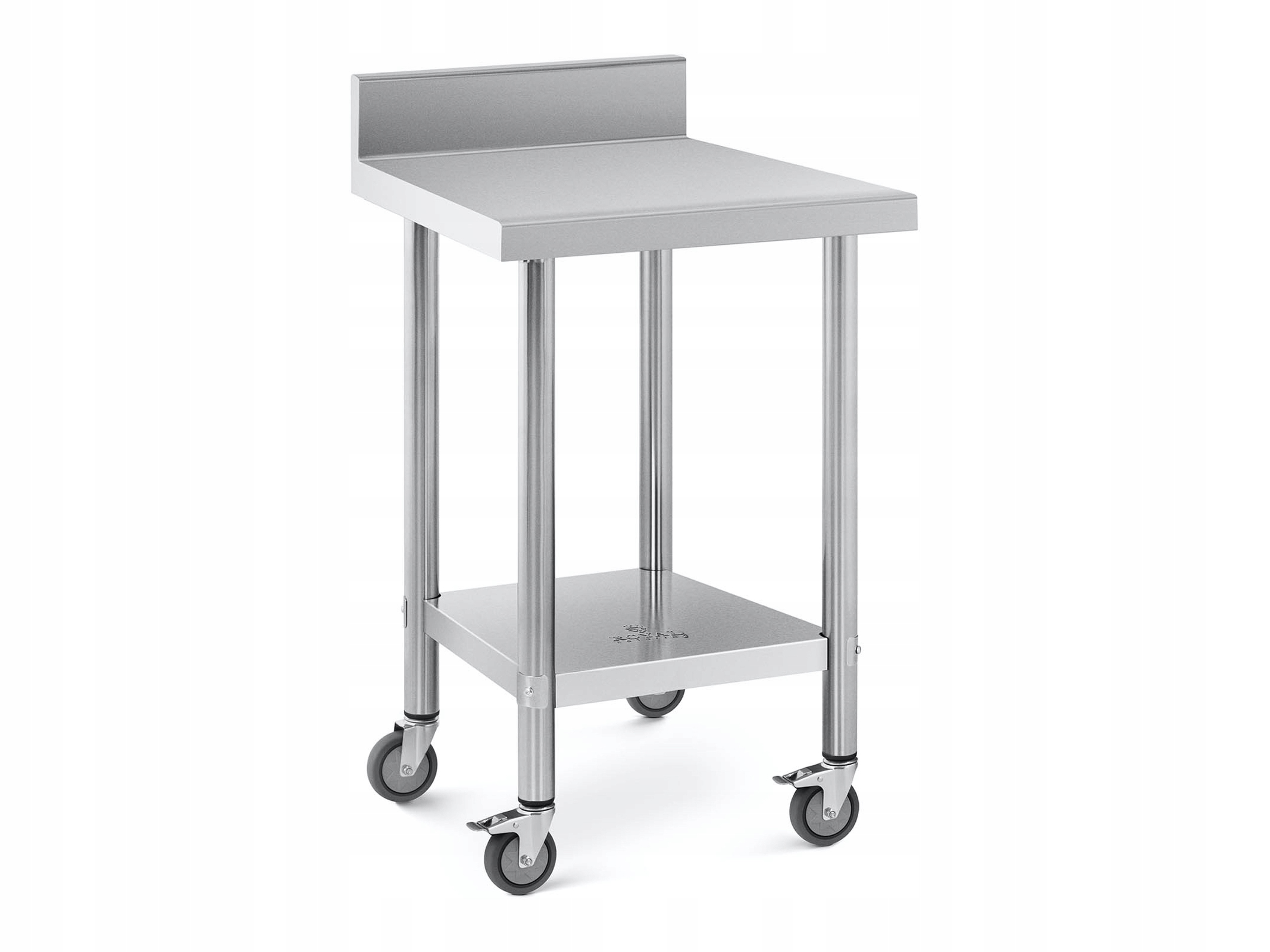 Gastronomický Pracovní Stůl 60x60 cm S Lemem A Policí Na Kolečkách Inox
