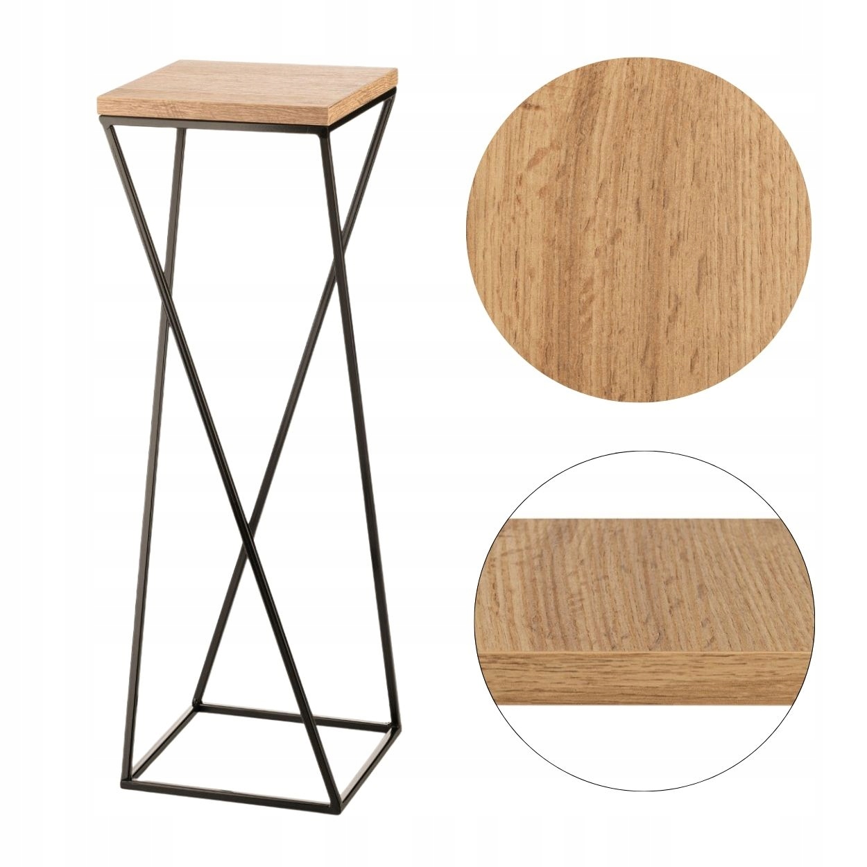 Kwietnik Stojący Industrialny Metal Blat Mdf 70 cm
