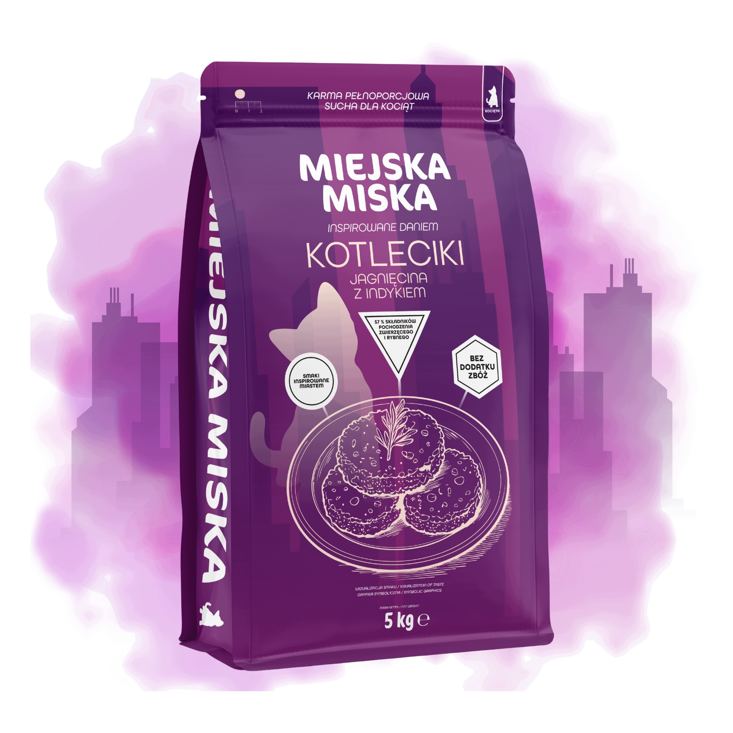 Krmivo pro suchá koťata Městská miska Gaczoo Kotletky Jehněčí 5 kg Xs/s