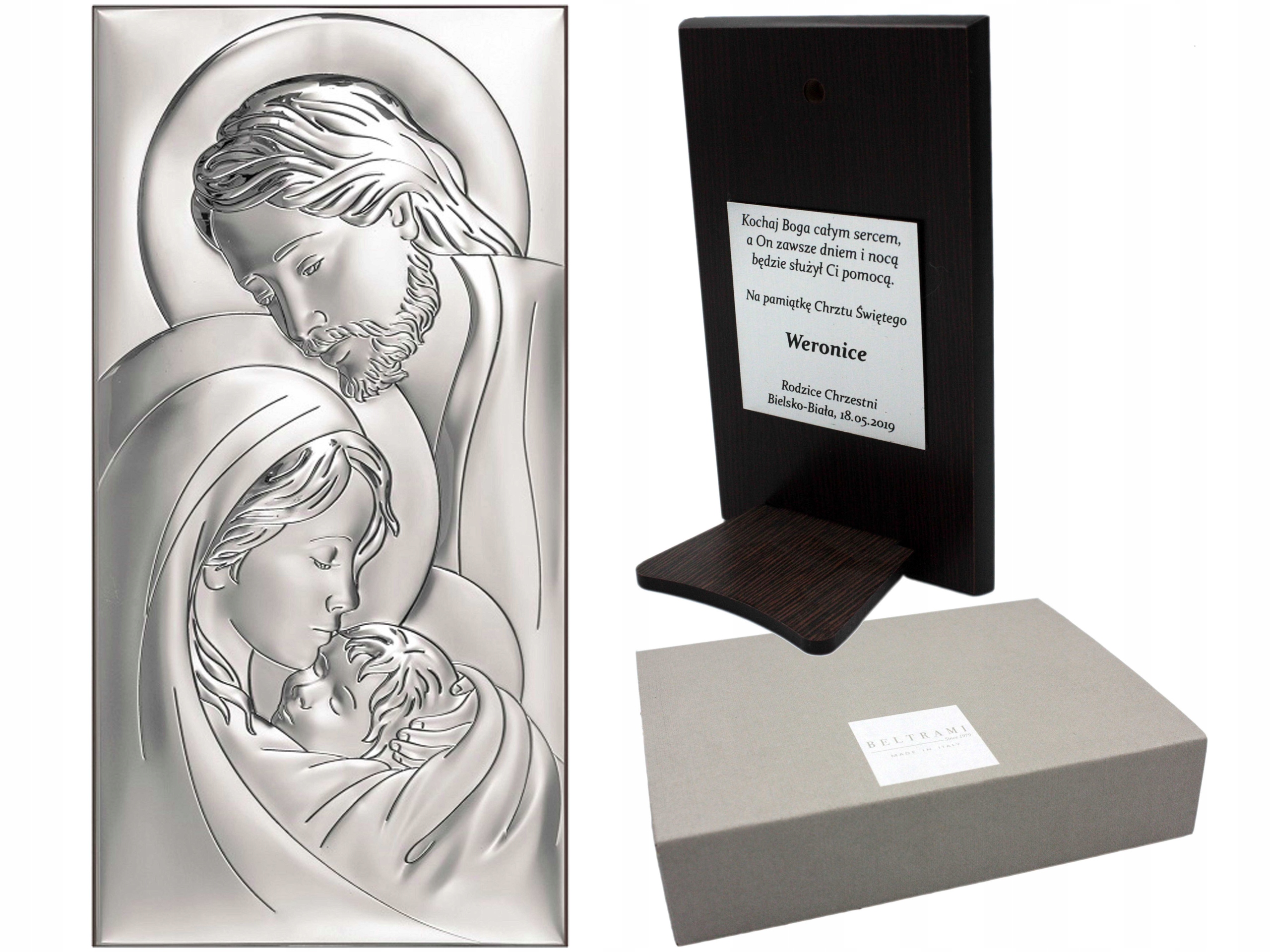 

Srebrny Obrazek Z Rodziną Świętą 6x12 cm Grawer