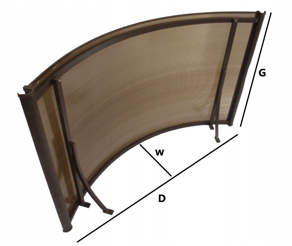 DASZEK DRZWI WEJŚCIOWE ŁUKOWY ZADASZENIE 160X90 DASZEK WEJŚCIOWE ALUMINIUM Długość 160 cm