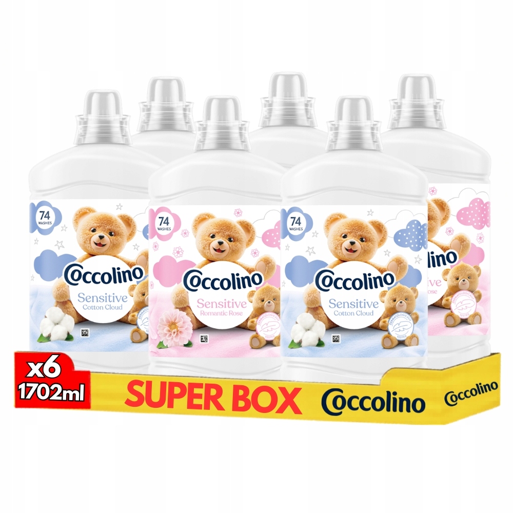 Coccolino Sensitive Cotton I Rose Płyn do płukania 1702 ml 74 prania MIX x6