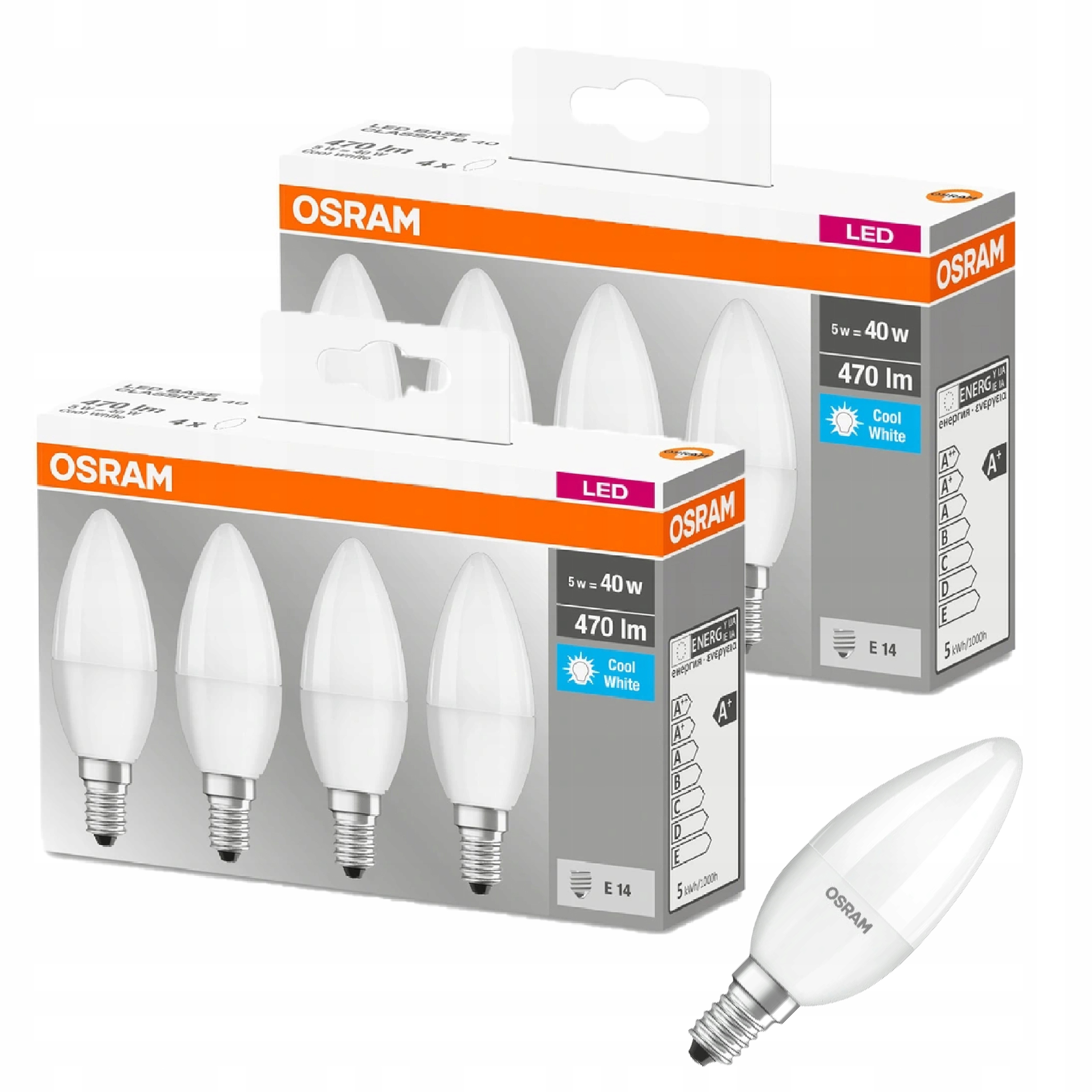 

Osram żarówka Led E14 5.5W=40W 470lm 4000K x8