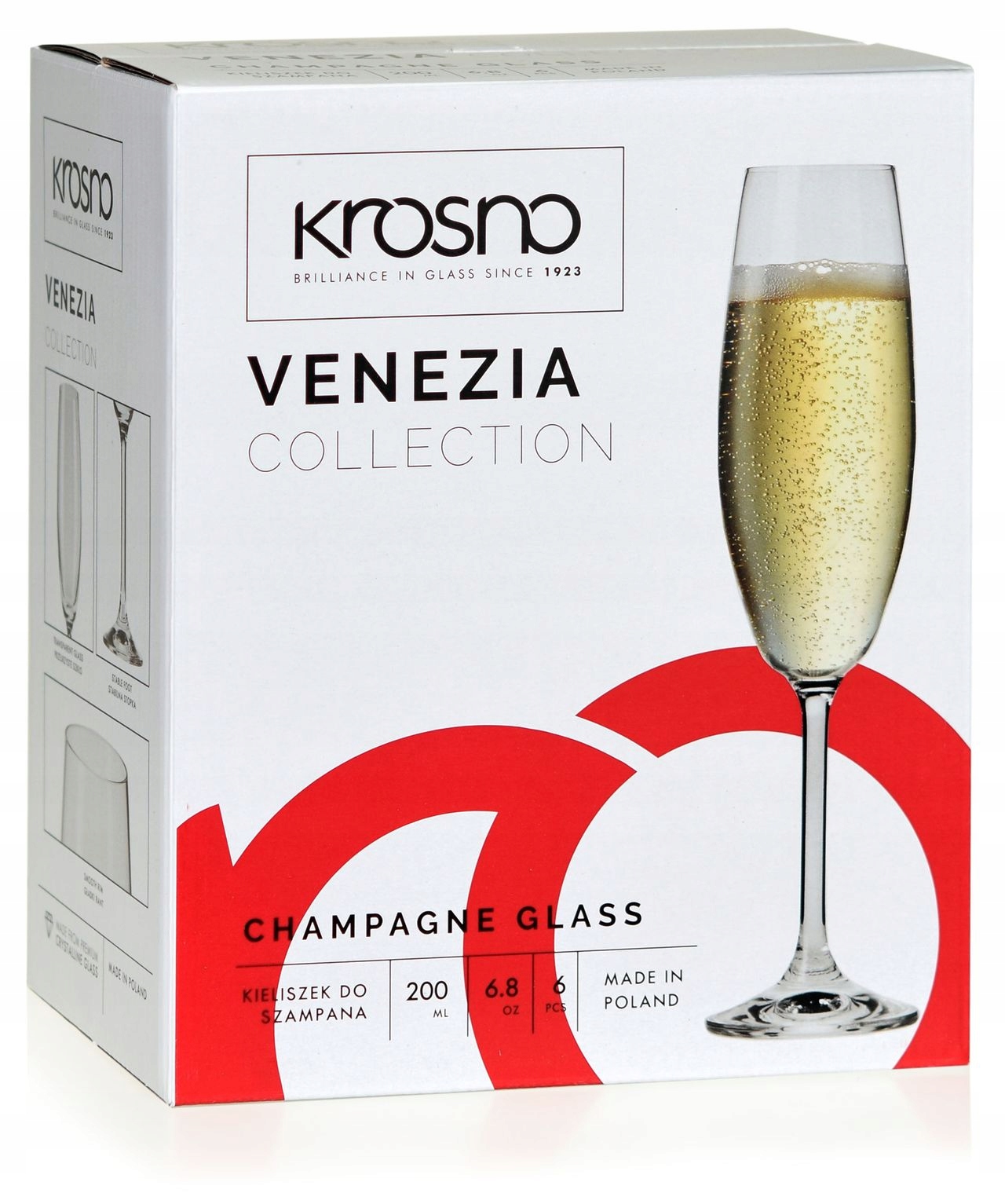

Smukłe kieliszki do szampana Krosno Venezia 200ml