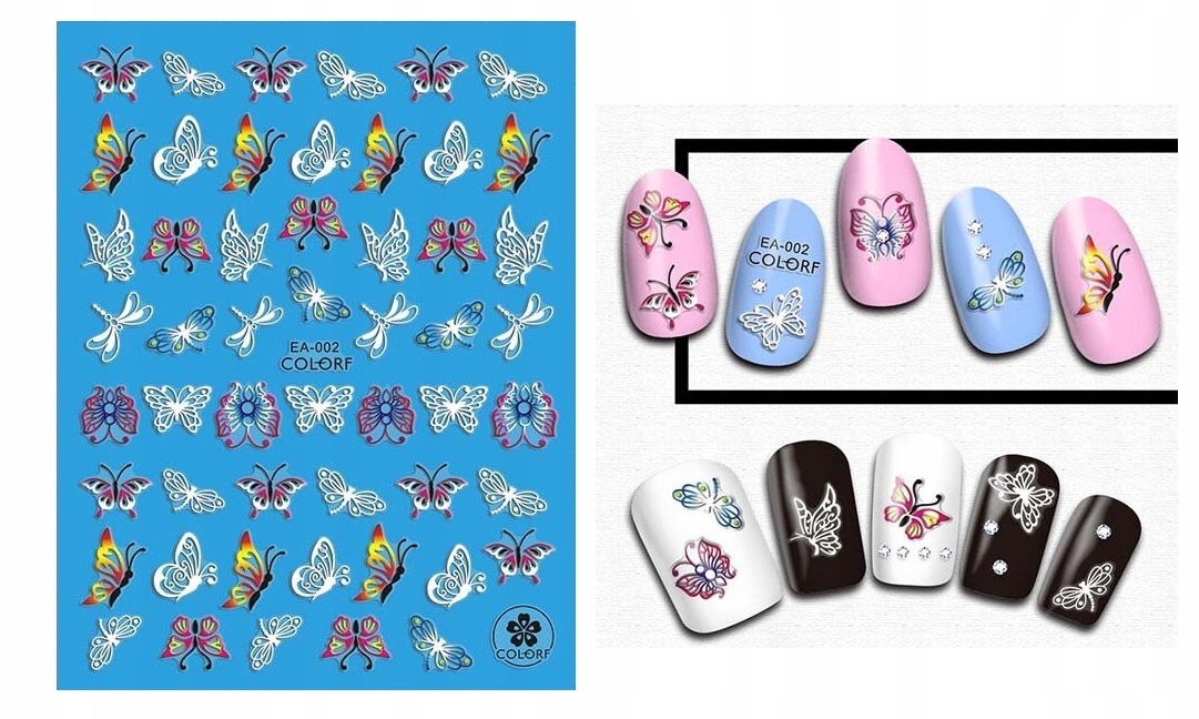 NAKLEJKI NA PAZNOKCIE SAMOPRZYLEPNE 5D MOTYLE E2