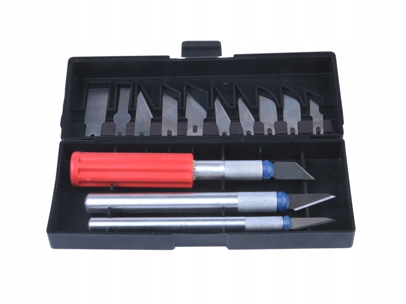 

Nóż Modelarski Skalpel Nożyk Zestaw 13 Ostrzy Etui