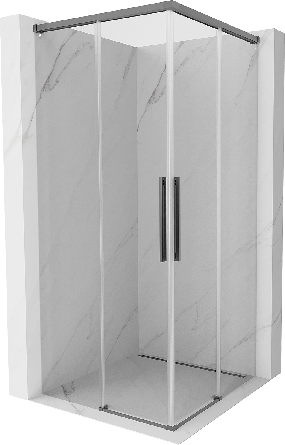 Kabina prysznicowa 80x80 narożna Mexen Rox Duo drzwi przesuwne gun metal