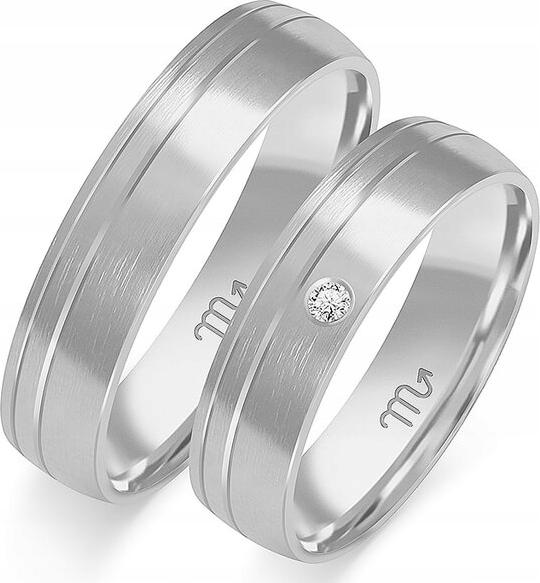 Bílé zlato snubní prsten svatba pro pár 585 r 23 24 25, jedinečný model gravírování