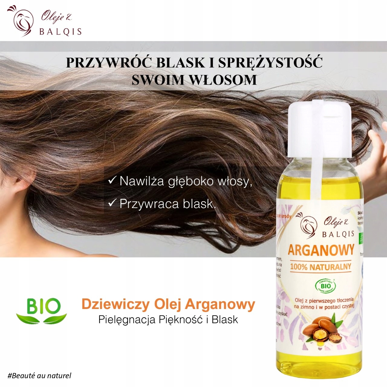 OLEJ ARGANOWY BIO 50 ML KOSMETYCZNY OLEJE Z BALQIS Typ skóry Do wszystkich typów skóry