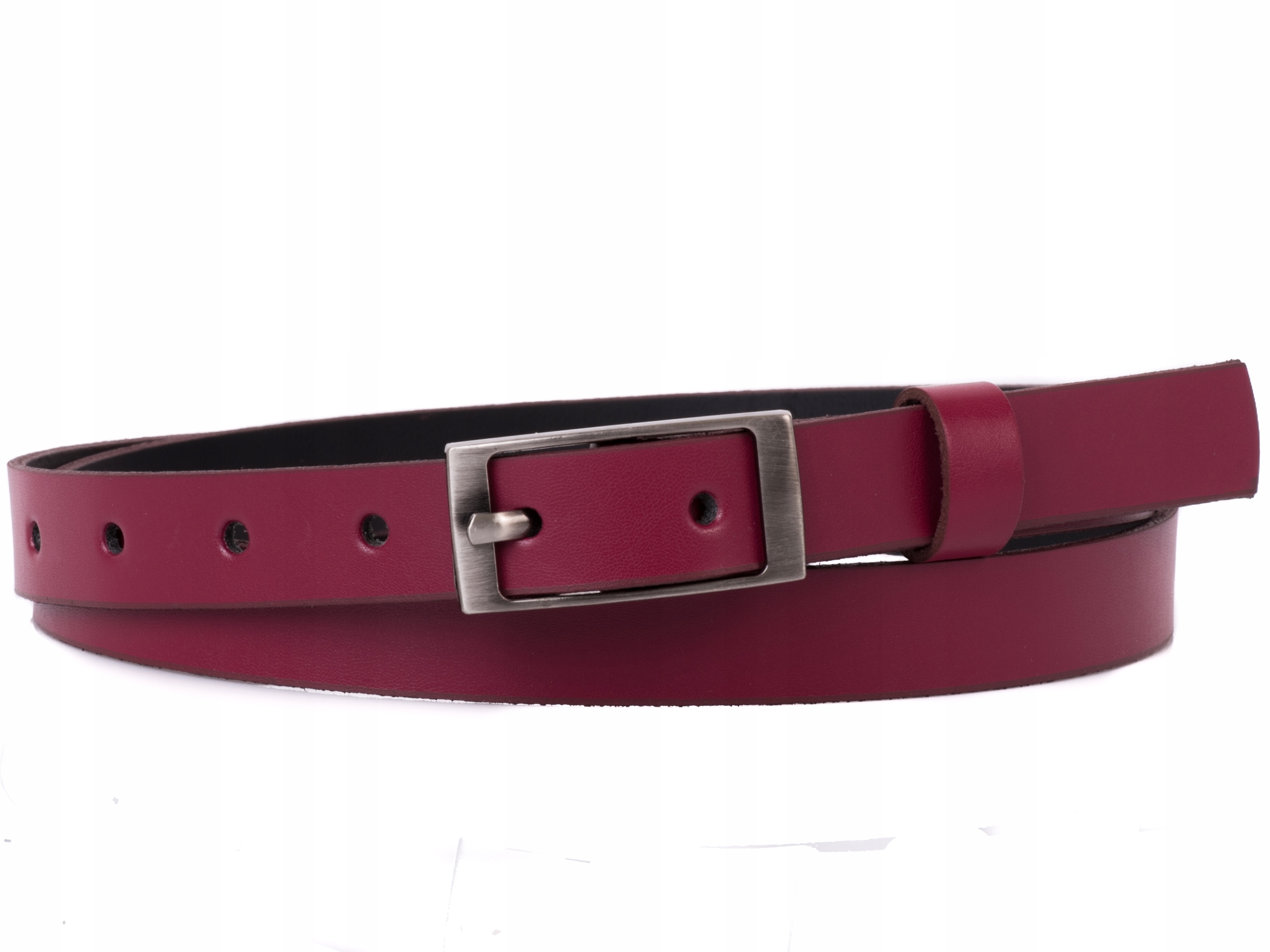 

Damski Skórzany pasek 2cm Fuksja |75obw