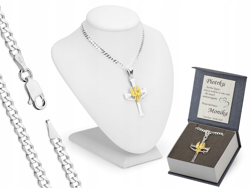 Pancr Stříbrný Řetízek 50cm S Křížem Gravírování