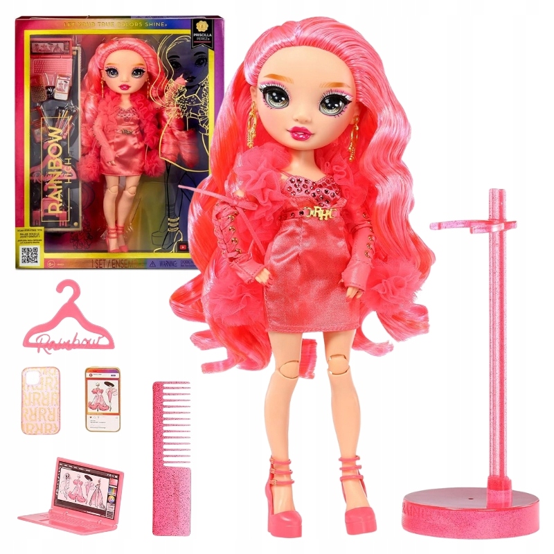 RAINBOW HIGH FASHION DOLL NEONOWO RÓŻOWA LALKA PRISCILLA PEREZ SERIA 5