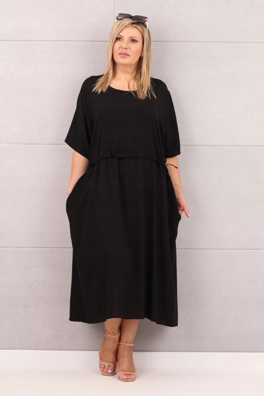 SUKIENKA ŚCIĄGANA W PASIE OVERSIZE LEKKA ROZKLOSZOWANA ROZMIAR UNIWERSALNY Długość do połowy łydki