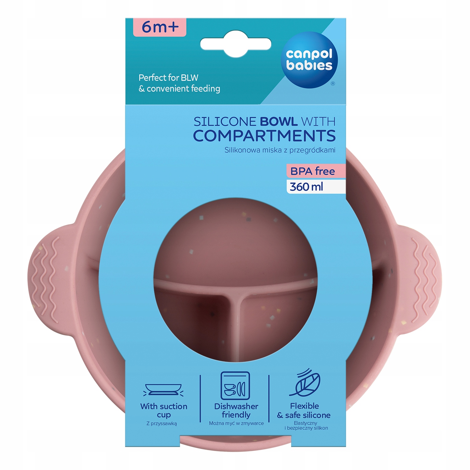 CANPOL MISKA MISECZKA SILIKONOWA Z 3 PRZEGRÓDKAMI I PRZYSSAWKĄ RÓŻ 51/403 EAN (GTIN) 5901691880412
