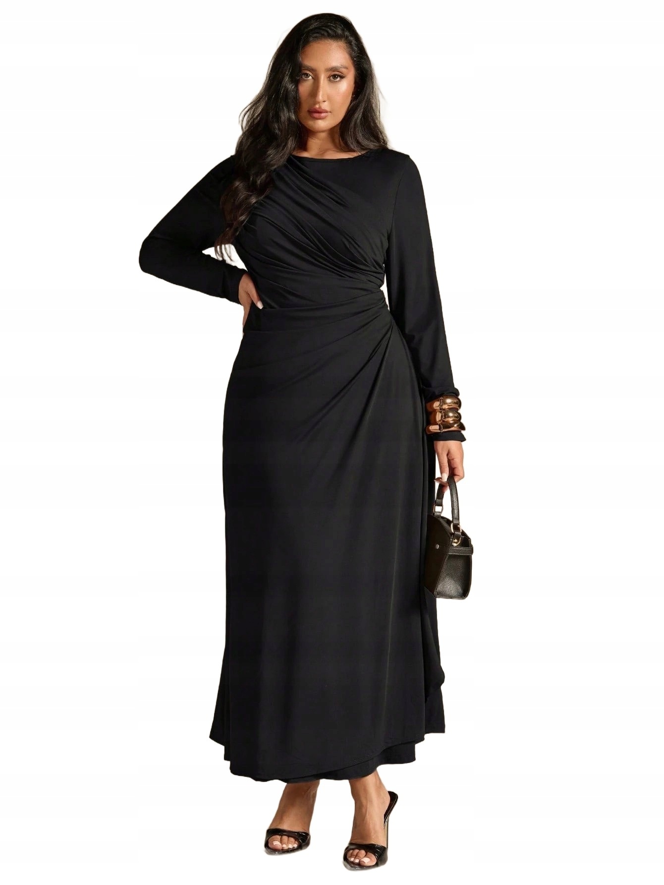 Shein Černé Šaty Plus Size S Dlouhým Rukávem A Volánky 50 1 Ma