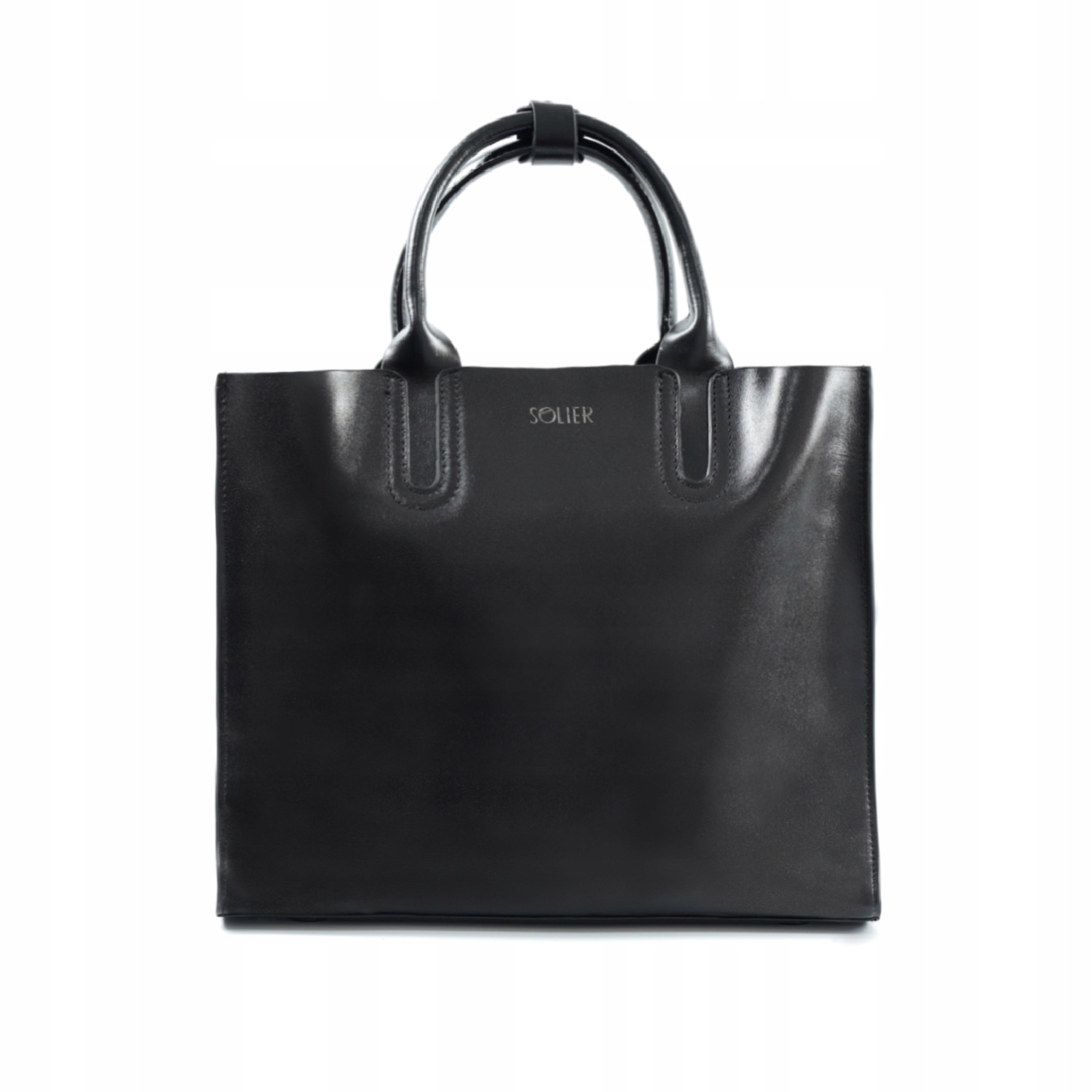 Dámská shopperová taška z klasické přírodní kůže Tote Bag Solier přívěsek na klíče