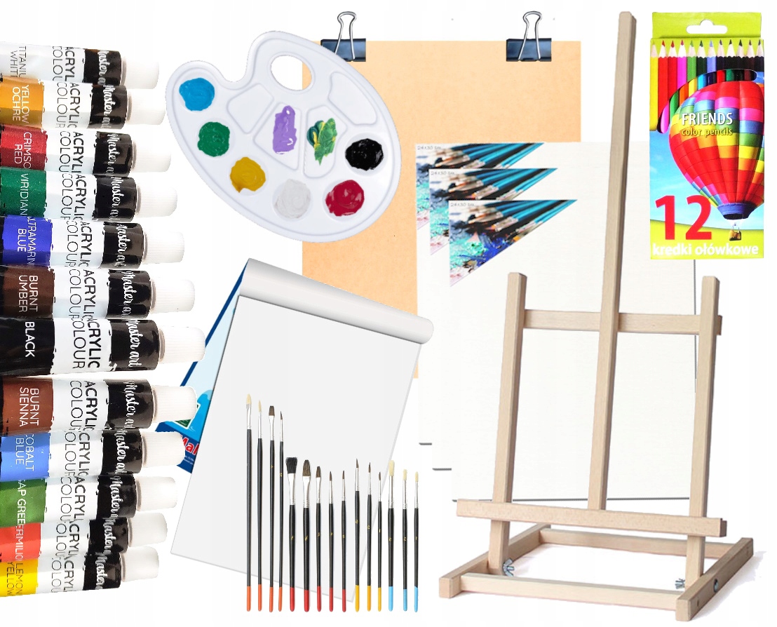 ZESTAW MALARSKI Sztaluga Płótna Rysownica Farby