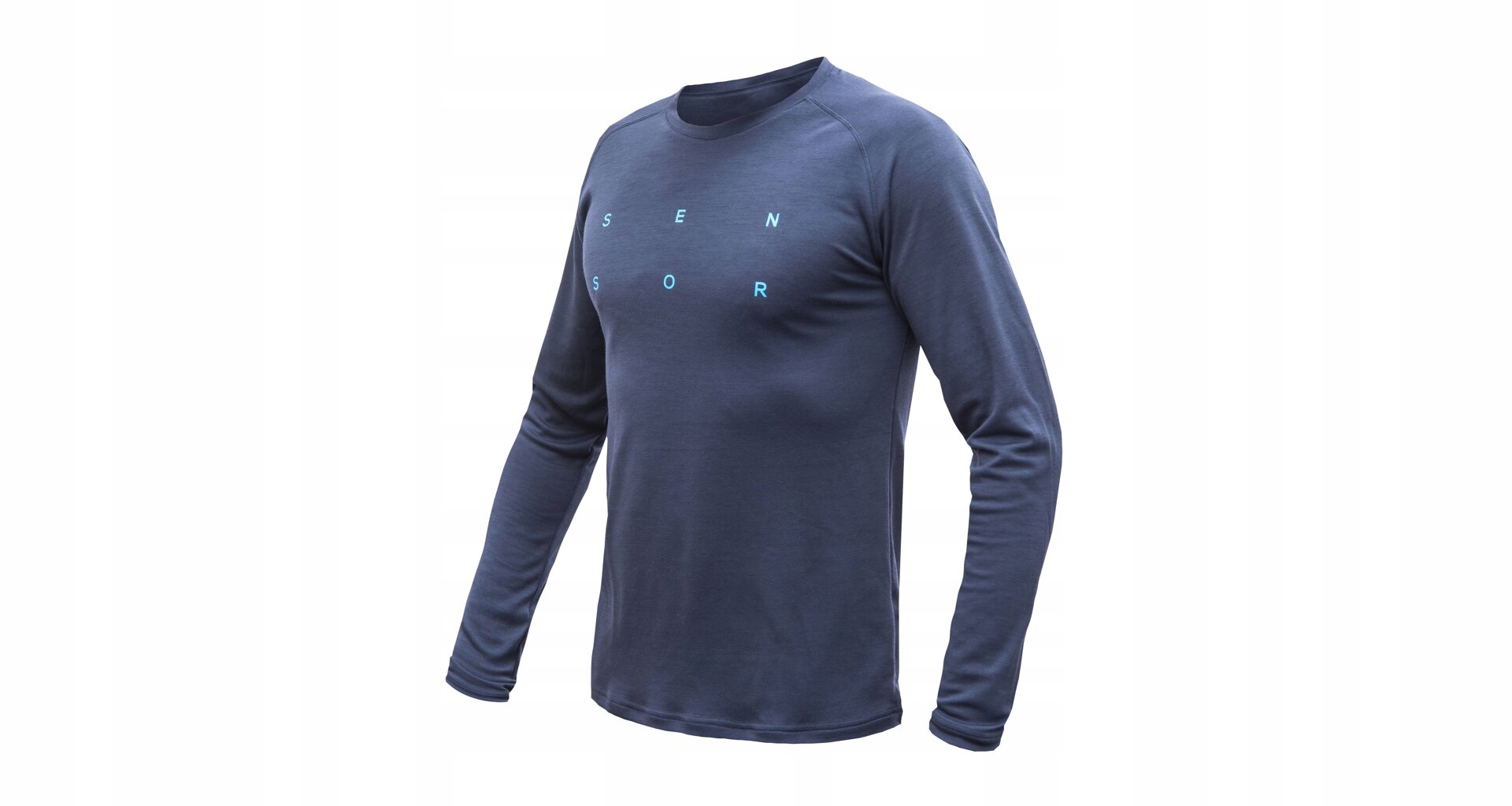 Sensor Merino Blend Typo Pánské Triko Dl.rukáv Deep Blue Velikost S