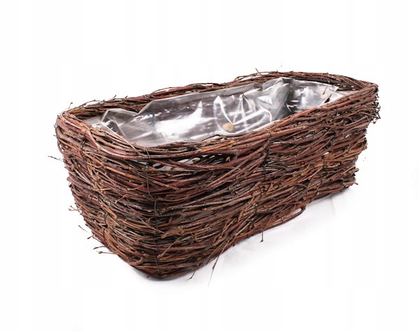 

Prostokątny Koszyk Z Brzozy Z Folią 39x20x15h cm